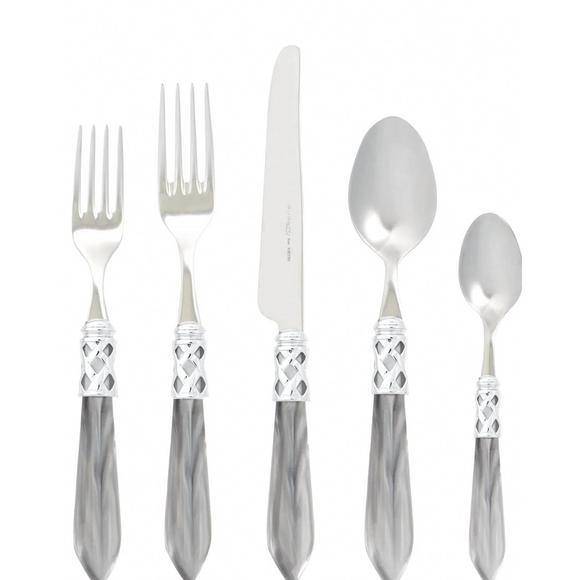 NEW VIETRI aladdin brilliant flatware place setting in light gray